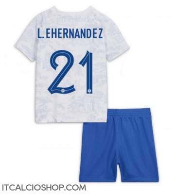 Francia Lucas Hernandez #21 Seconda Maglia Bambino Mondiali 2022 Manica Corta (+ Pantaloni corti)